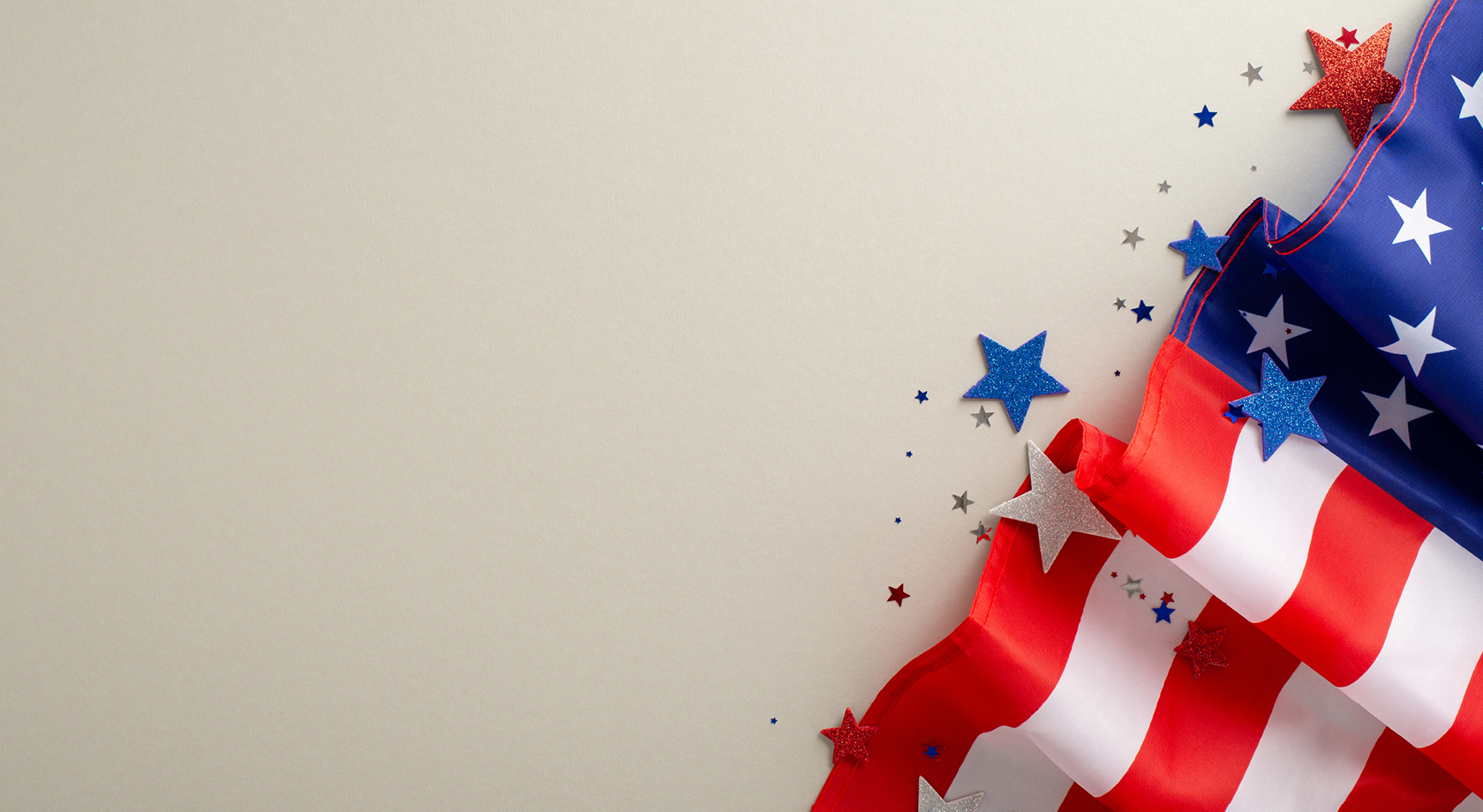 American Flag on Slate background with fireworks