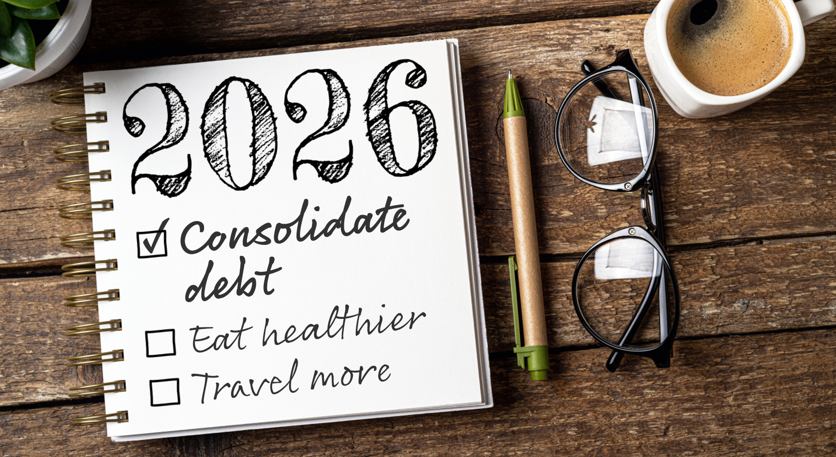 Note pad with new years resolutions